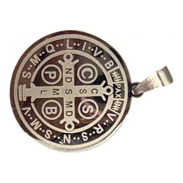 Medalla San Benito acero grabado - Imagen 2