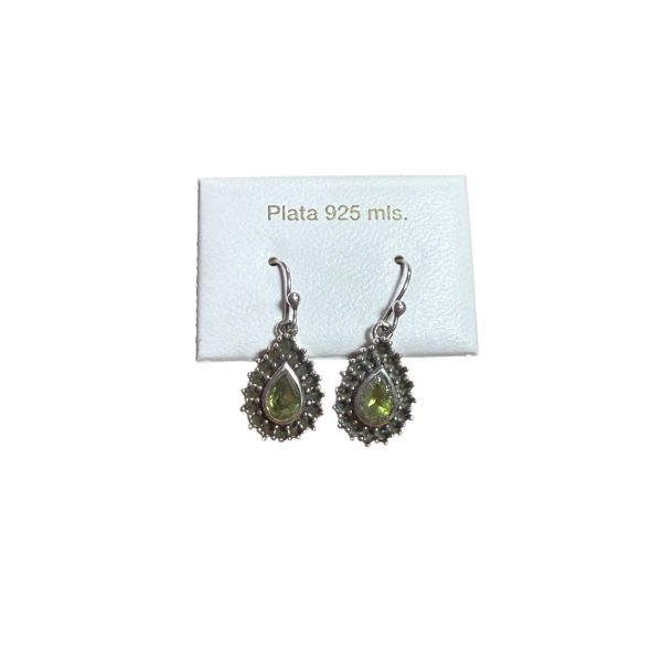 Pendientes de olivino en plata de ley