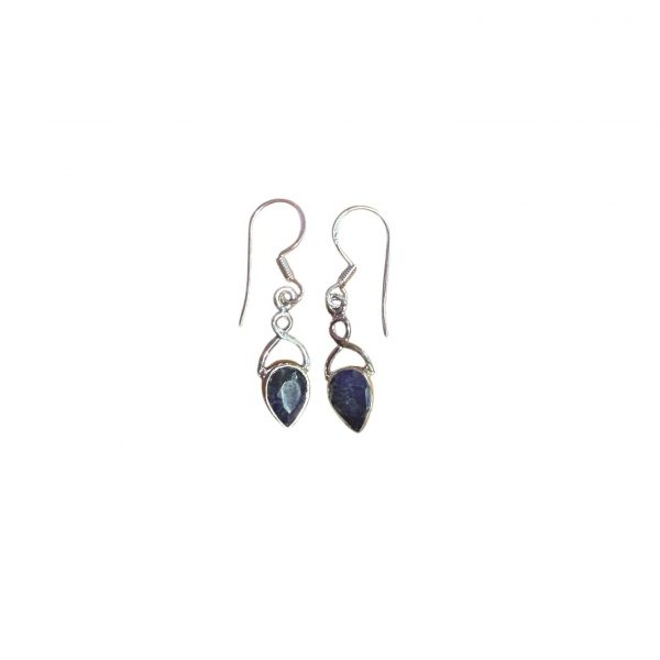 Pendientes zafiro facetado plata de ley
