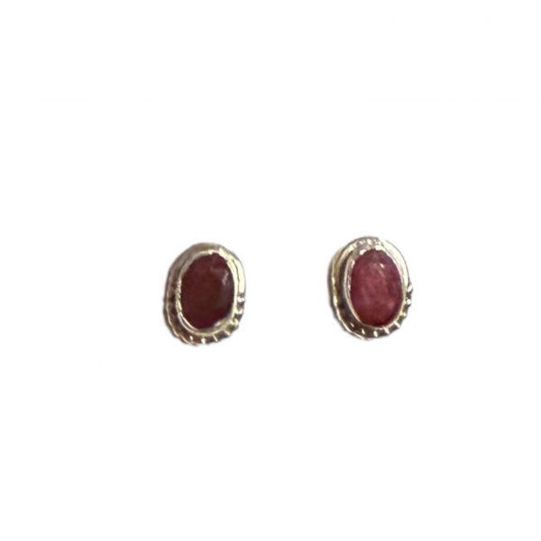 Pendientes rubí facetado en plata de ley 16x18mm