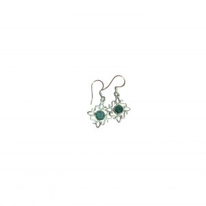 Pendientes esmeralda en plata de ley (forma nudo de bruja)