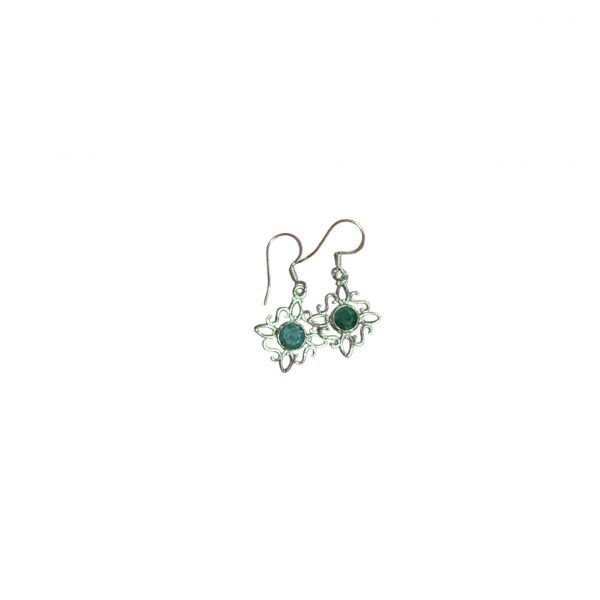Pendientes esmeralda en plata de ley (forma nudo de bruja)