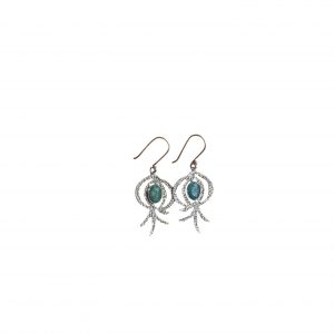 Pendientes esmeralda facetada en plata de ley (forma de granada)