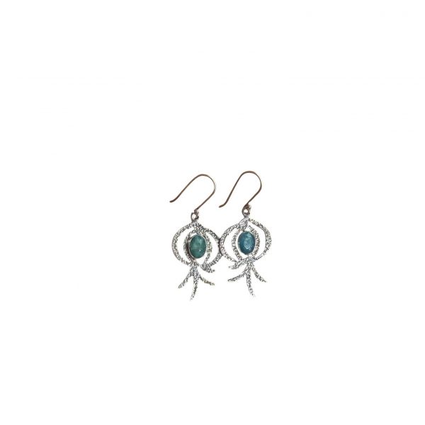 Pendientes esmeralda facetada en plata de ley (forma de granada)