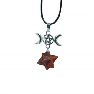 Merkaba triple luna con pentagrama jaspe rojo