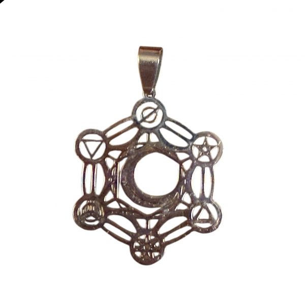 Cubo de Metatron con luna 33mm acero inoxidable